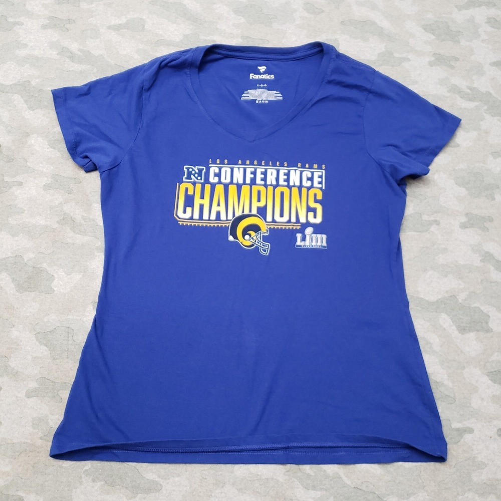 Los Angeles‎ Rams Top Womens Large Blue Fanatics Short Sleeve NFL Football
